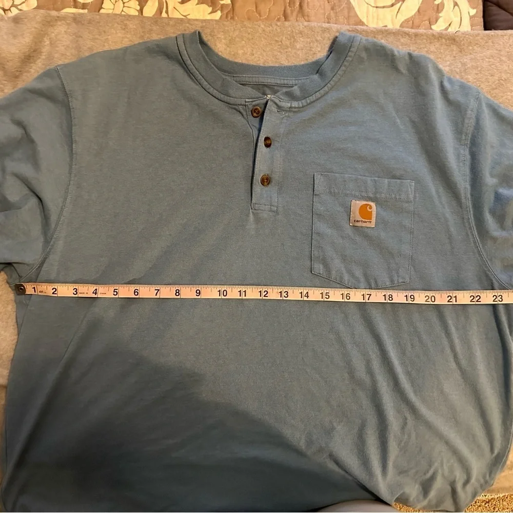 Carhartt Men's Loose Fit Short-Sleeve Henley T-Shirt Coastal Heather size XL - Picture 5 of 7